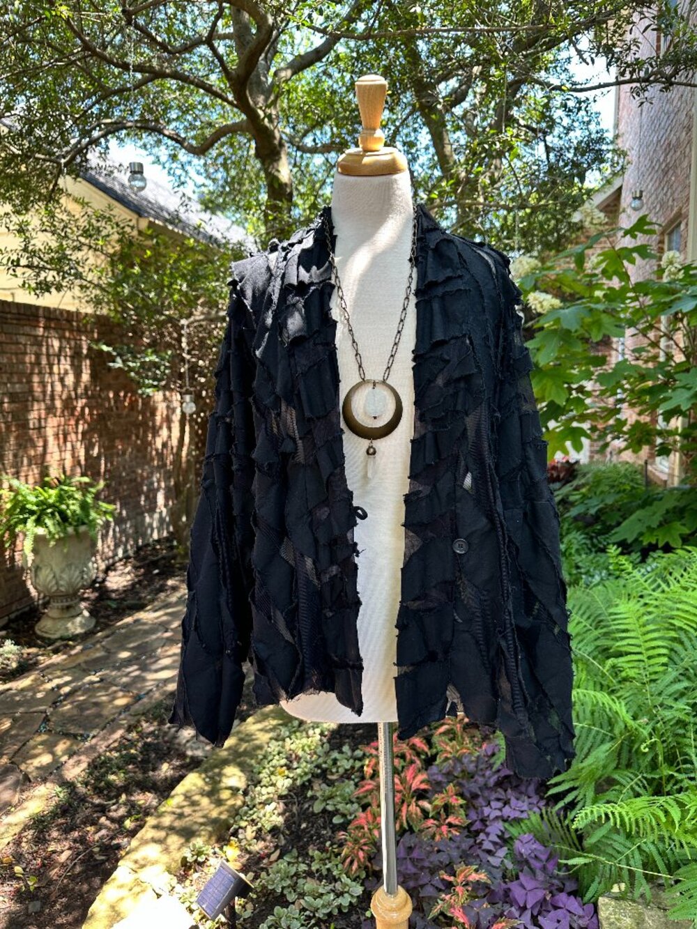 IVAN GRUNDAHL Copenhagen Black Distressed Mesh Crop Cardi Jacket Sz L